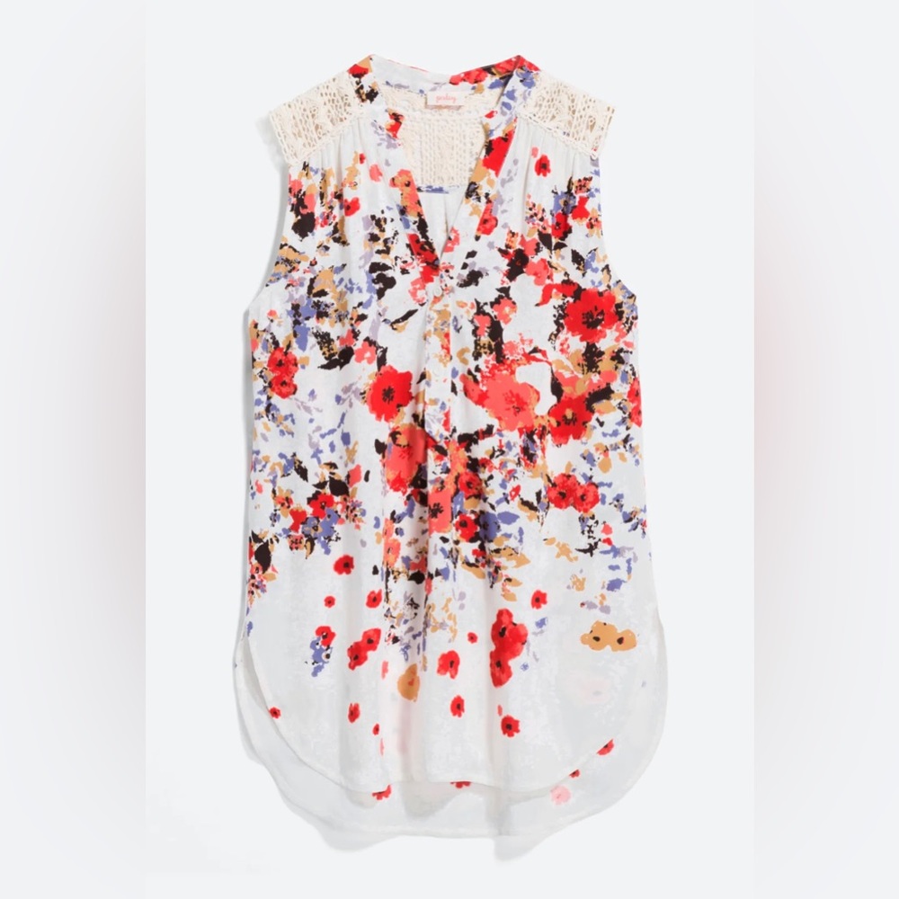 Market & Spruce PIXLEY Cassie Crochet Detail Top, Size M